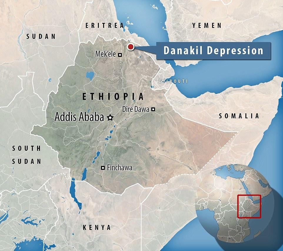 depressiya данакиль Efiopiya xəritə