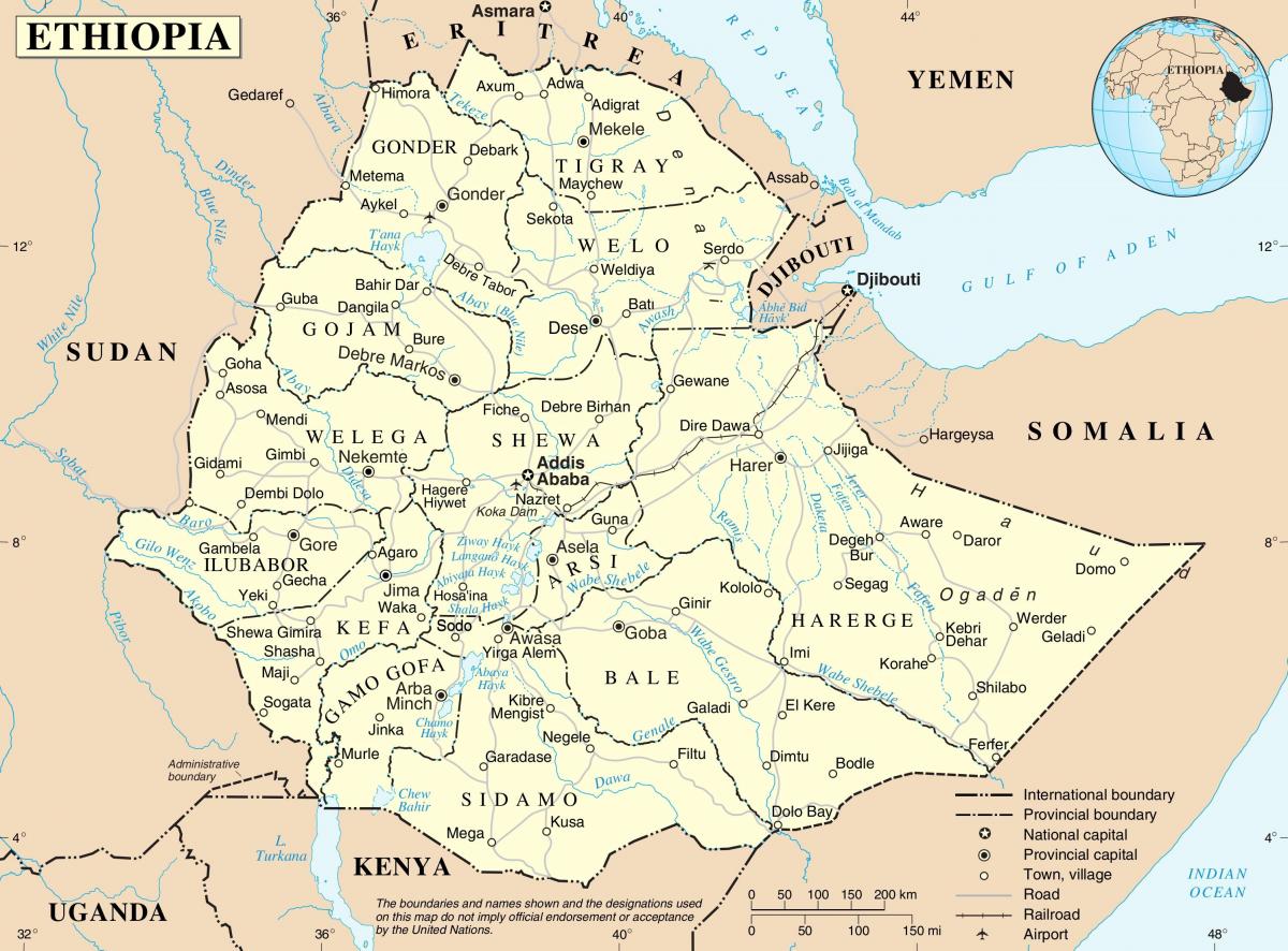 siyasi xəritəsi Efiopiyada