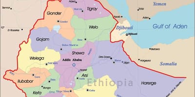 Efiopiya kartı ilə şəhərləri