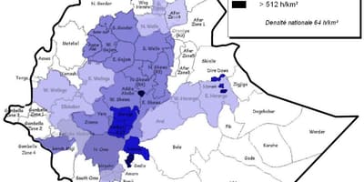 Əhali sıxlığı Efiopiya xəritə